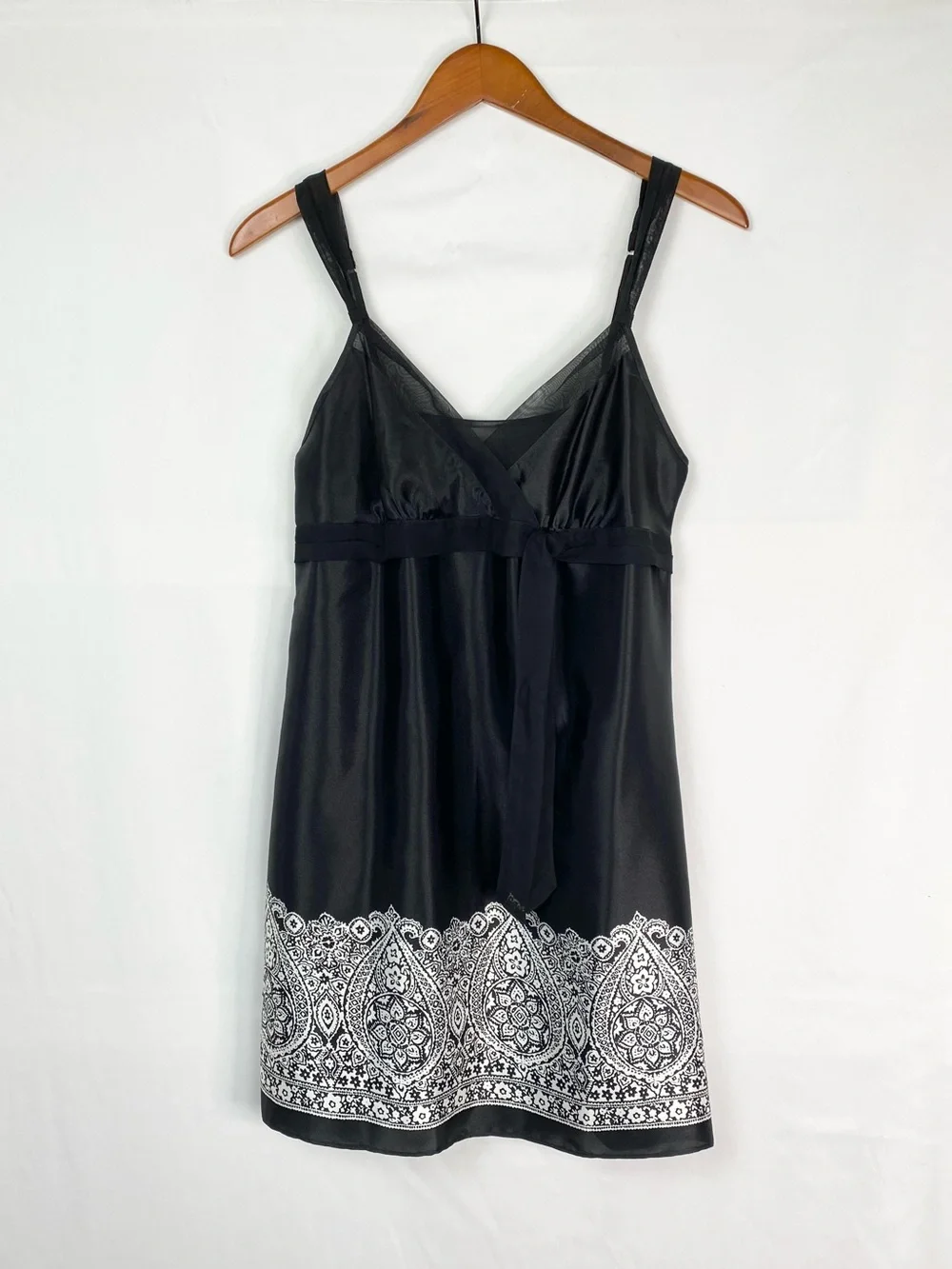 Vintage Morgan Taylor Intimates Slip Dress Size Medium Black Satin